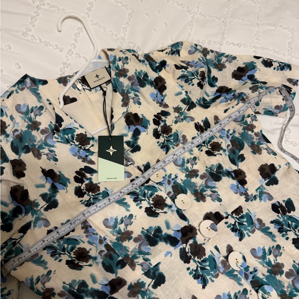 Tuckernuck White Maxi Dress with Teal & Black Floral Print - Picture 9 of 14